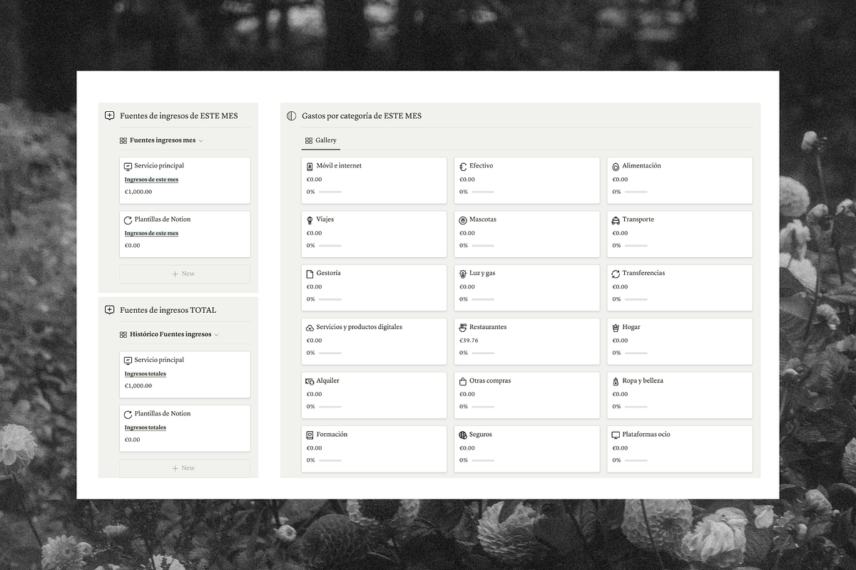 Serenidad financiera Notion Tracker, a Templates & Theme by The Peach Shop (Photo 5 of 6)