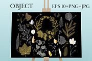 Leaves, branches and wreath gold., a Graphic by Digital illustration shop (Thumbnail 4 of 5)