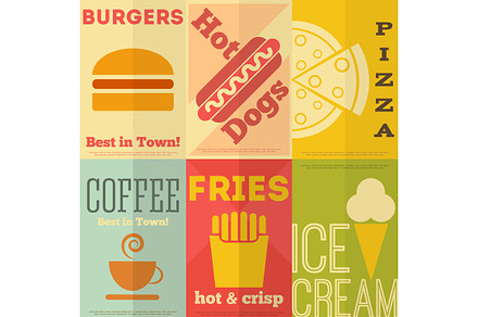 Retro fast food posters collection
