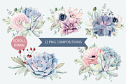 Oh my Succulents watercolor set, an Illustration by Lemaris (Thumbnail 2 of 9)