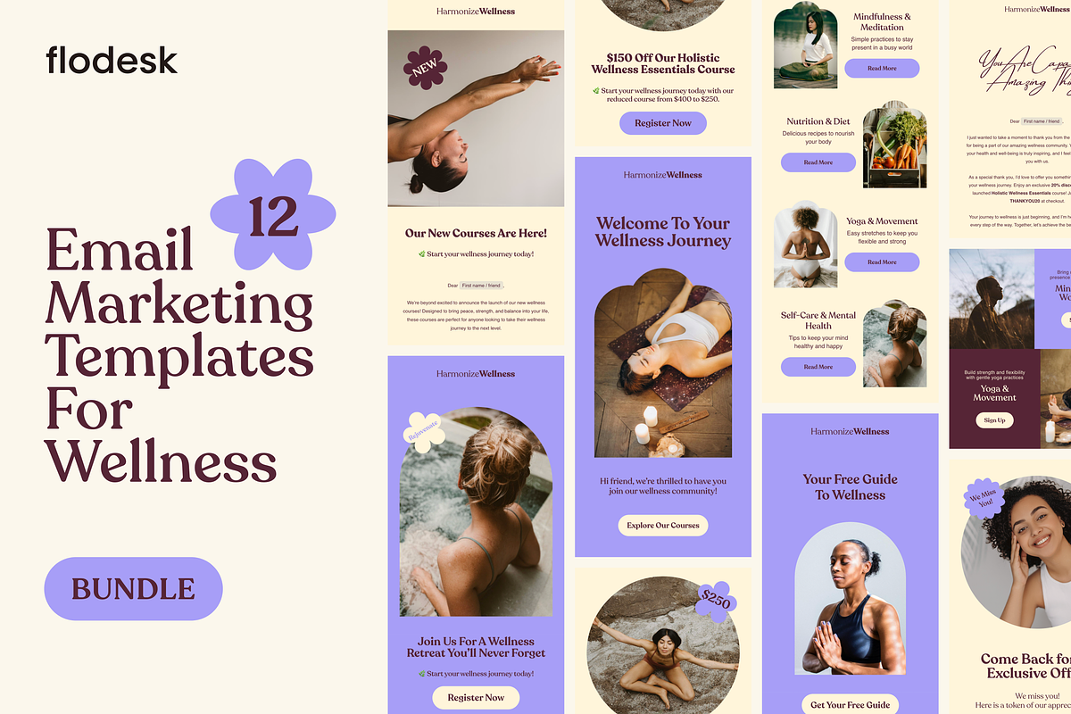 Flodesk Wellness Email Templates, an Email Template by Luna Studio (Photo 1 of 6)