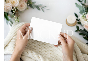 Hands Holding Wedding Card Mockup, a Product Mockup by MockupWizard