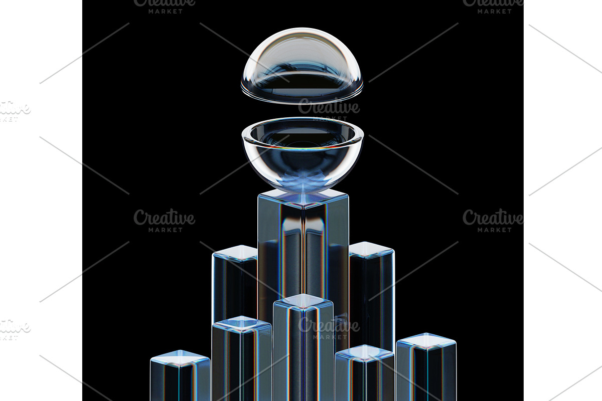 3d abstract glass square pillars, a Technology Illustration by Marozhkastudio