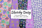 Sketchy Daisy Naive Floral Patterns, a Pattern Graphic by Rose Design (Thumbnail 1 of 9)
