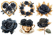 Black and Gold Rose Clipart, an Illustration by Pixels.Craft (Thumbnail 3 of 7)