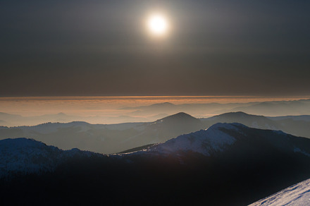 Range of winter mountains at night, a Nature Photo by Vapi