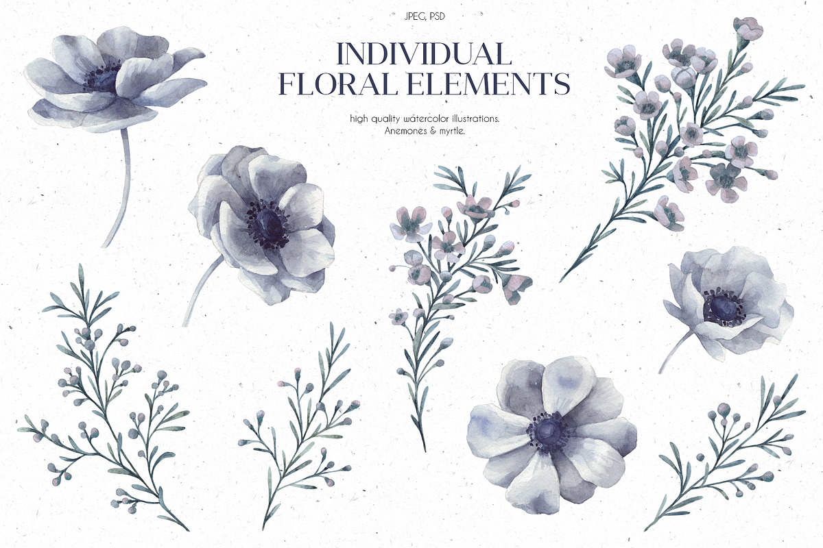 ANEMONE watercolor patterns set, a Pattern Graphic by Anastasia Koba (Photo 5 of 10)