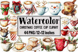 Christmas Coffee Cup Clipart, an Illustration by Design Market