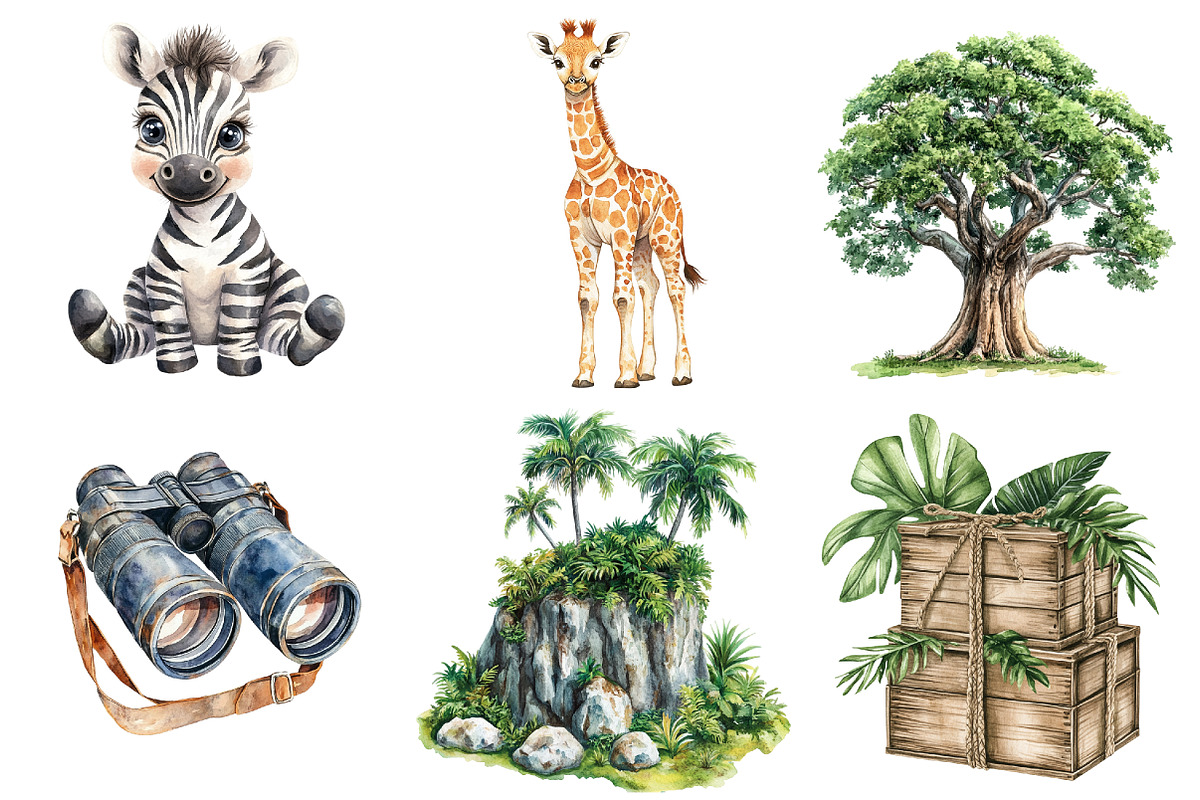 Kawaii Safari Animal Party Clipart, a Seasonal Illustration by CitraGraphics (Photo 2 of 5)