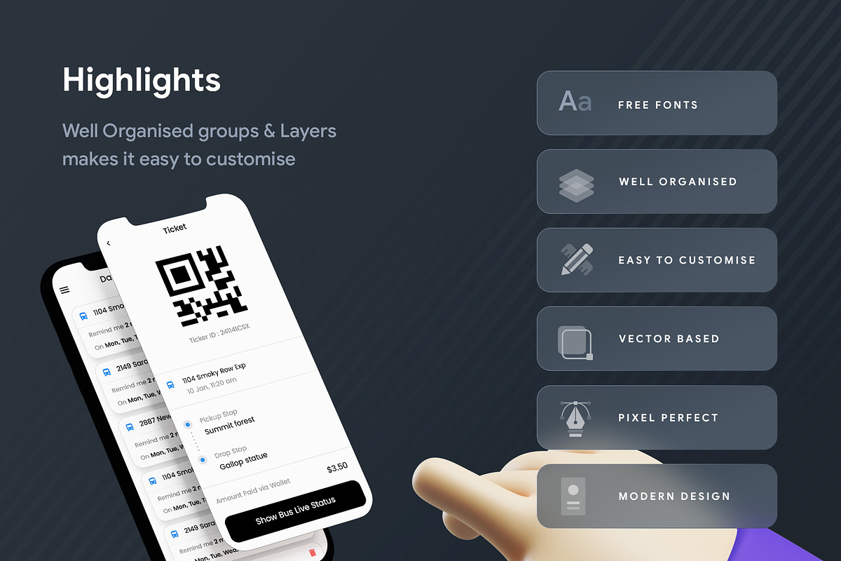 City Bus BookingApp Bustapp, an UI Kit Template by Opus LabWorks (Photo 2 of 7)