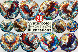 Stained Glass Eagle Clipart Bundle, an Illustration by SVGArt