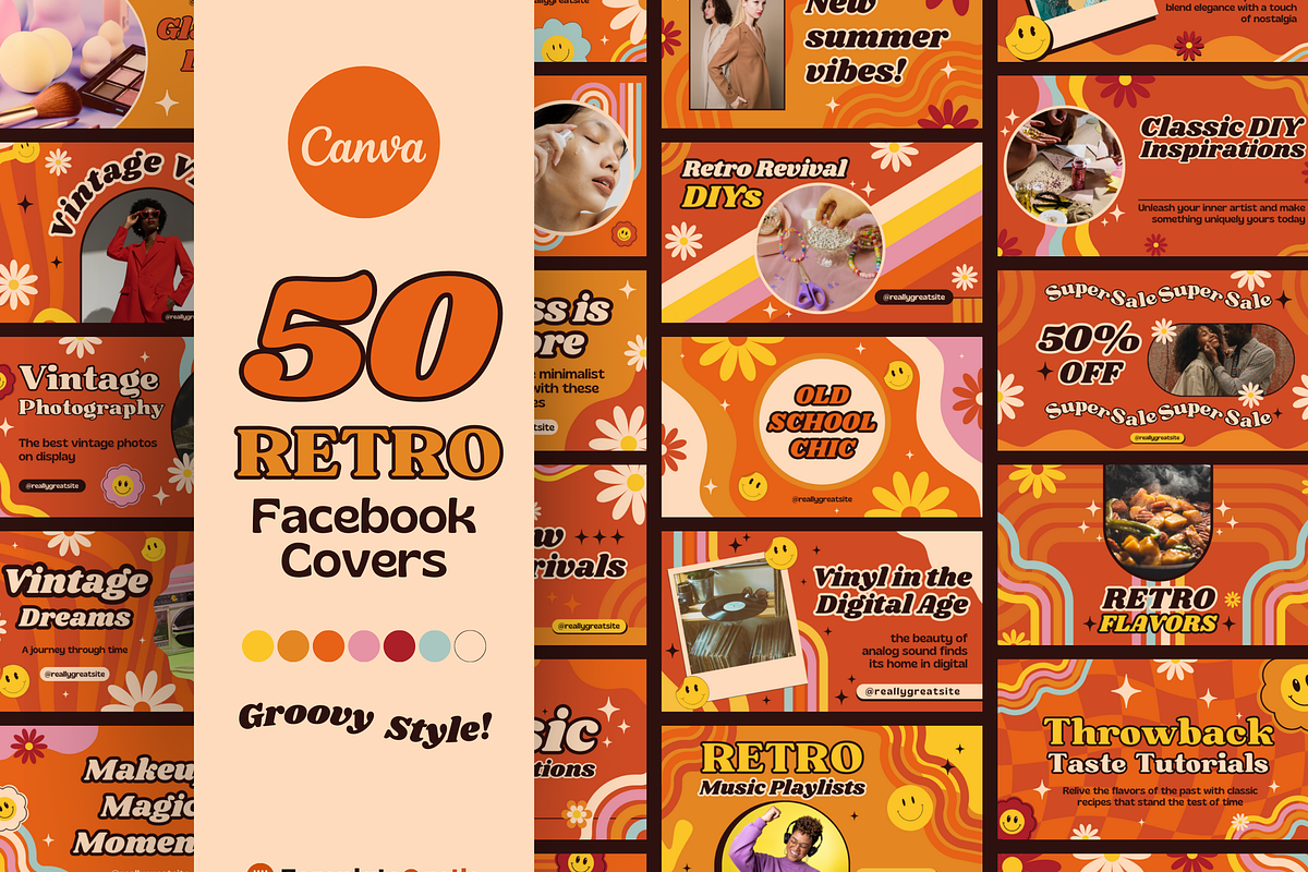 50 Retro Cover Templates Groovy, a Templates & Theme by TemplateCastleStore (Photo 1 of 9)