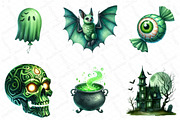 Green Halloween Clipart Bundle, an Illustration by DreamPrint404 (Thumbnail 3 of 6)