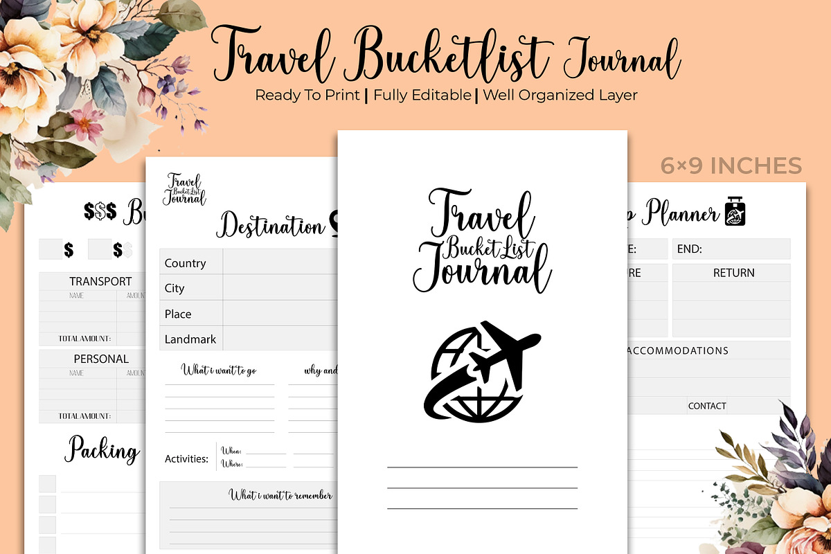 Travel Bucket List Planner, a Stationery Template by Hurairagraphics (Photo 1 of 6)