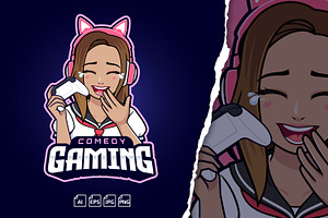 Pretty Brown Gamer Girl Logo, a Branding & Logo Template by tkzgraphic