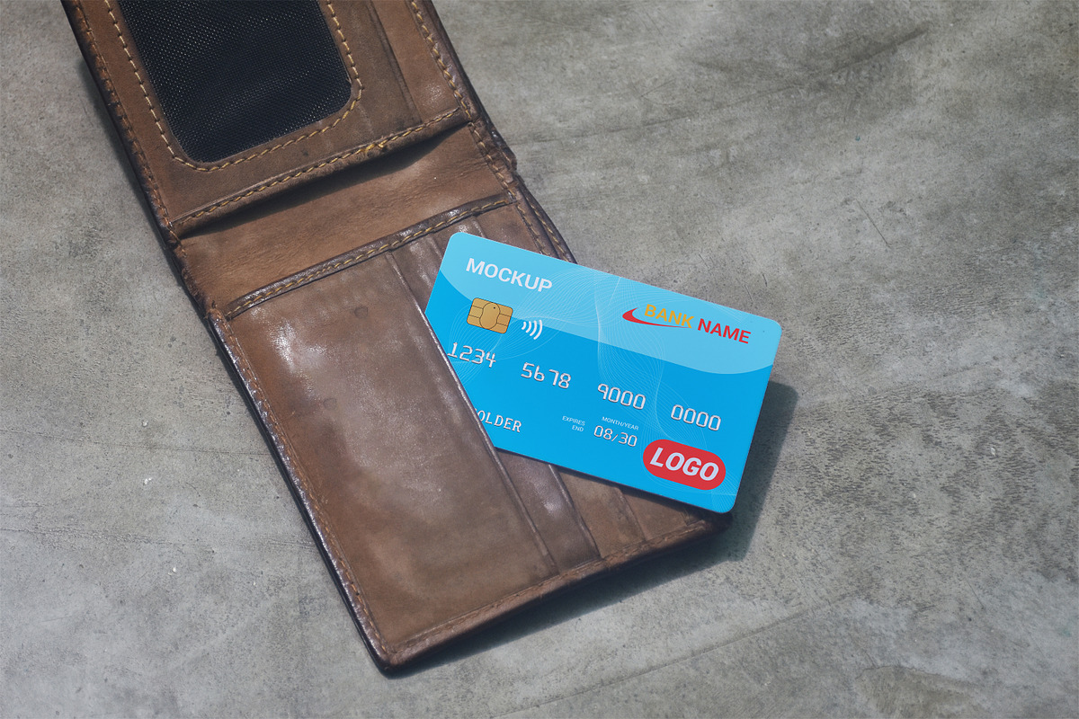 Credit Card Mockup with Wallet, a Mockup by alimran24 (Photo 4 of 11)