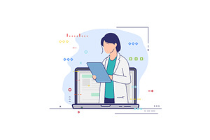 Doctor and laptop consultation