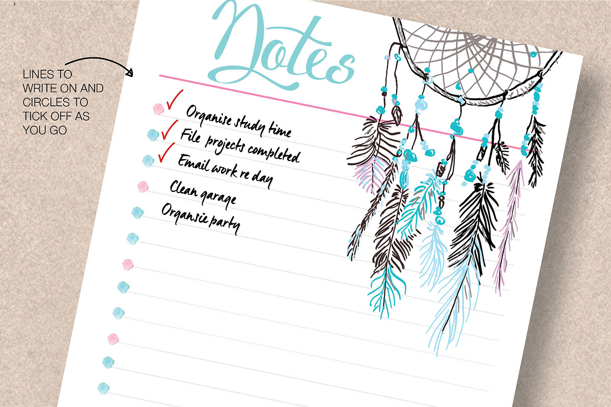 Dream Catcher Printable Planner, a Stationery Template by Stick with Sam (Photo 2 of 4)