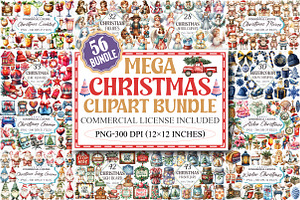 The Mega Christmas Clipart Bundle, an Illustration by designcity5