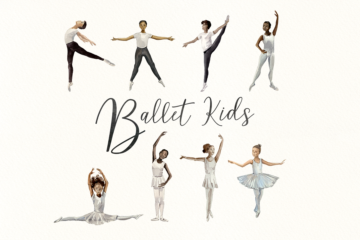 Kids Ballet Watercolor Clip Art Set, a Person Illustration by Tati Bordiu (Photo 1 of 5)