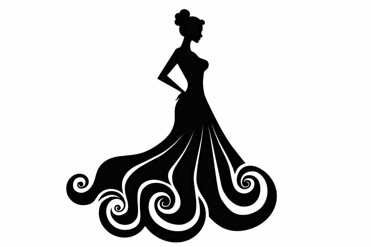 Stylish Gown Silhouette Set, an Illustration by yasushie (Photo 5 of 21)