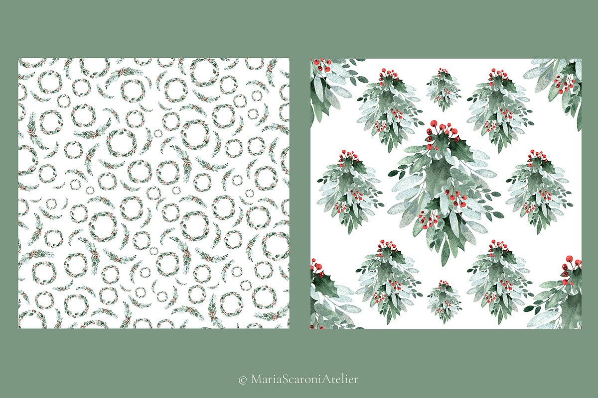 Watercolor Christmas Collection, a Decorative Illustration by MariaScaroniAtelier (Photo 8 of 11)