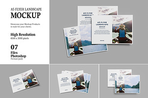A5 Flyer Landscape Mockup, an Advertising Mockup by AndikaGraphic