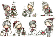 Cute Holly Girl Clipart, an Illustration by Designworld (Thumbnail 4 of 5)
