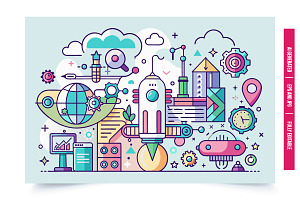 Abstract Rocket and Globe, an Illustration by Tanuart