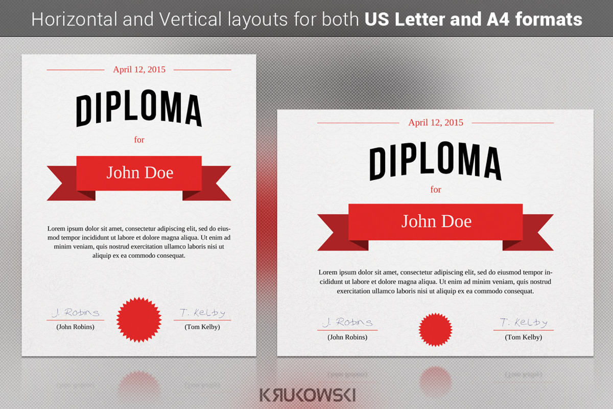 Diploma Certificate Template, a Stationery Template by Krukowski Graphics (Photo 1 of 3)