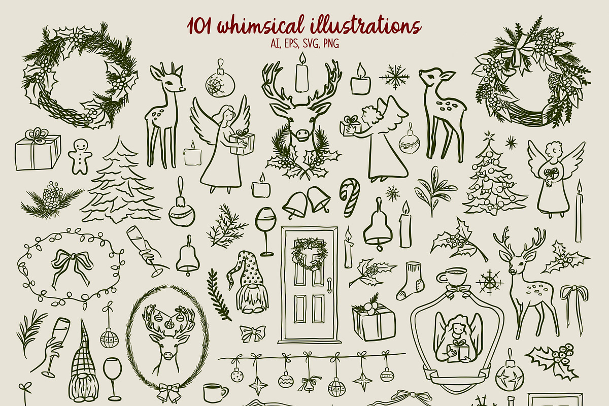 Whimsical Line Art Christmas, an Object Graphic by AnMark (Photo 5 of 13)