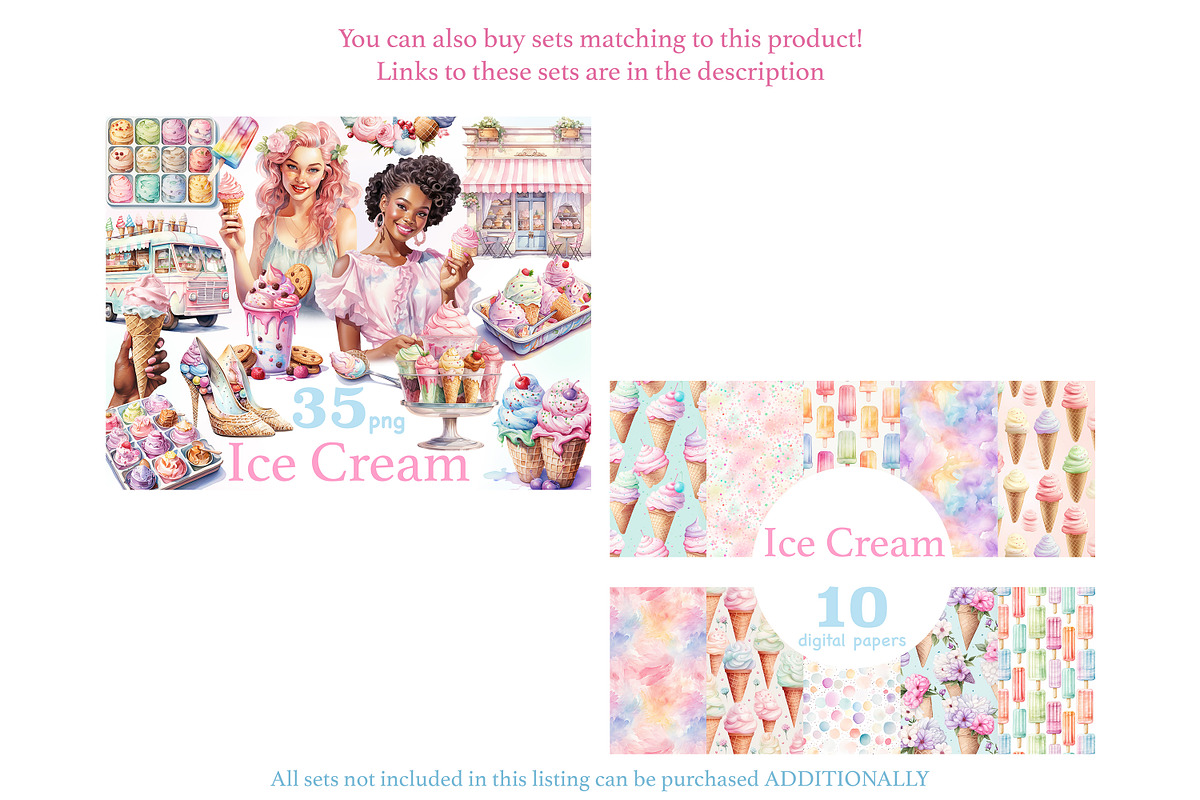 Ice Cream Clipart Bundle | Popsicle, a Food Illustration by GlamArtZhanna (Photo 2 of 6)