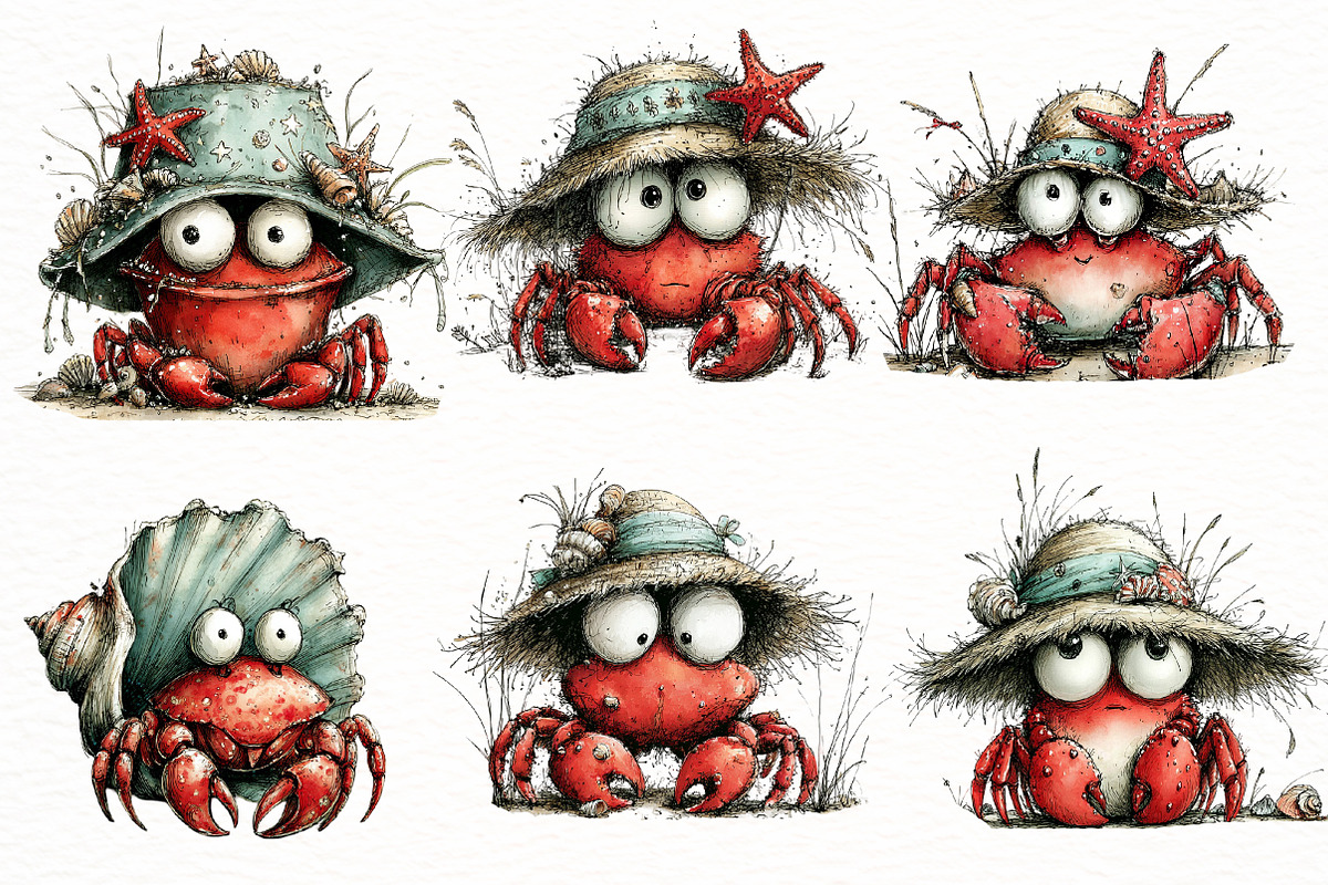 Whimsical summer crab Clipart, an Illustration by Designworld (Photo 5 of 6)