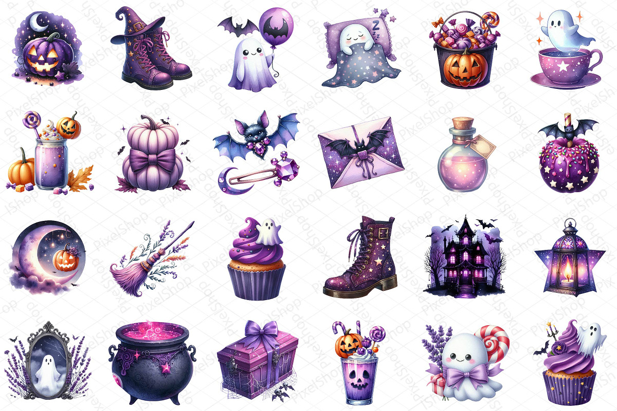 Purple Halloween Clipart, an Illustration by DreamPrint404 (Photo 3 of 5)