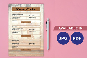 Warranty Tracker Planner