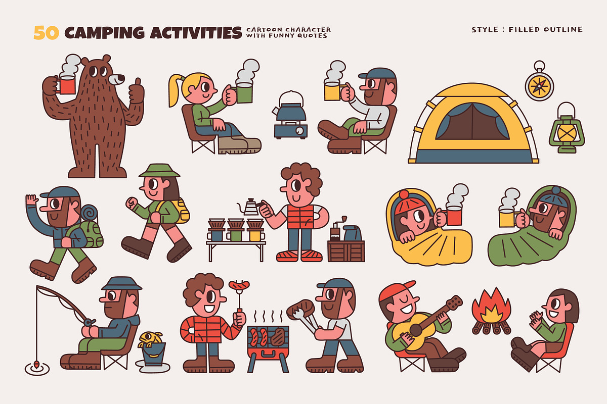 50 Camping Activities, an Illustration by monkik (Photo 5 of 21)