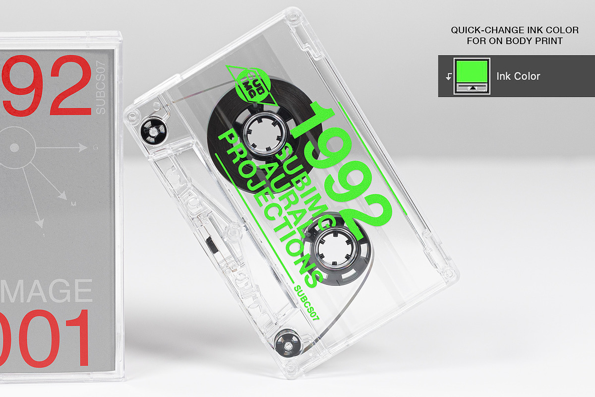 Transparent Cassette Studio Mockup, a Packaging Mockup by Glue Lab (Photo 3 of 6)