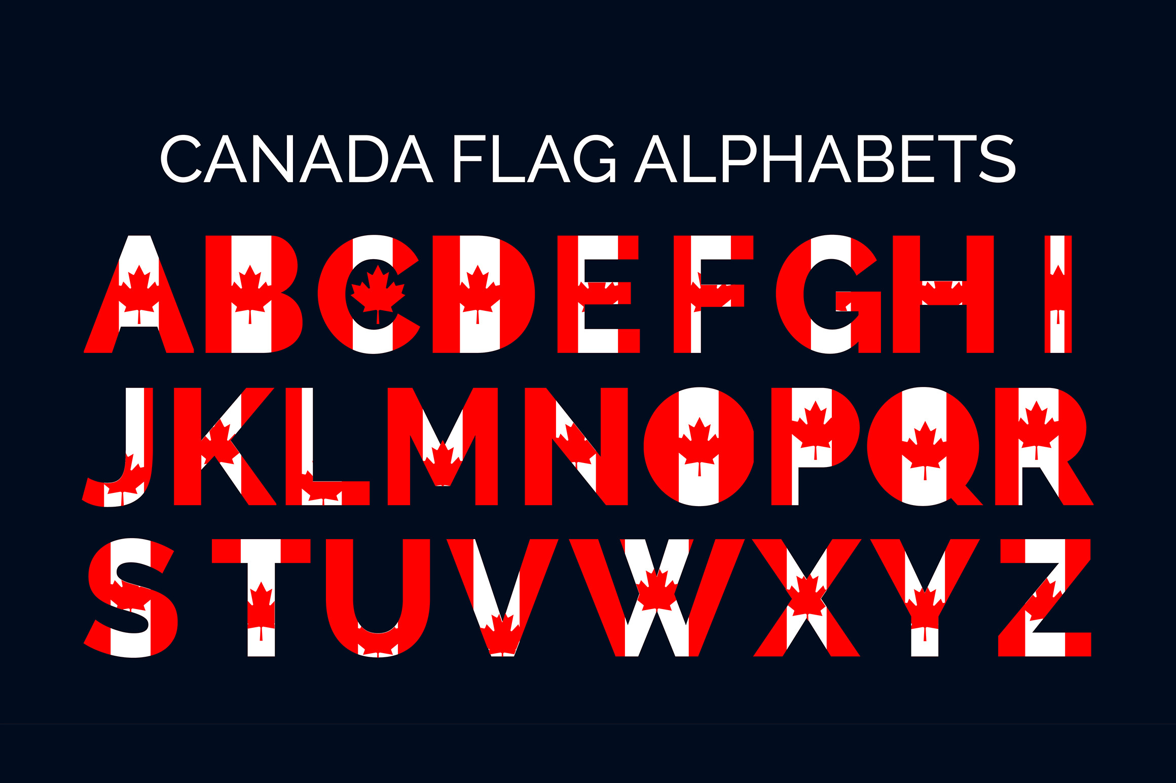 Canadian Flag Alphabets Letters, a Graphic by Ahmad Designs