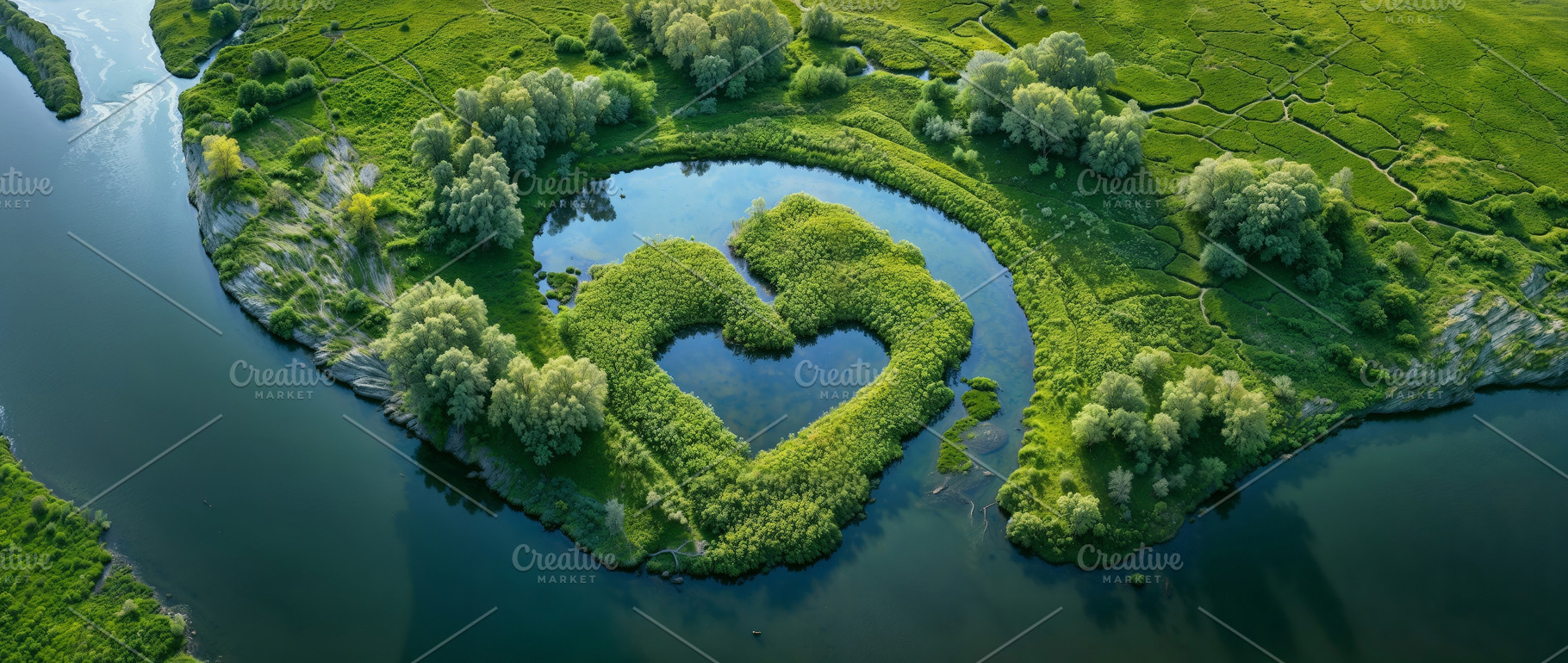 Aerial View of Heart-Shaped Island, a Nature Photo by Hamza067