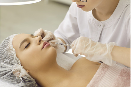 Woman receiving botox injection for, a Health & Medical Photo by StudioRomantic