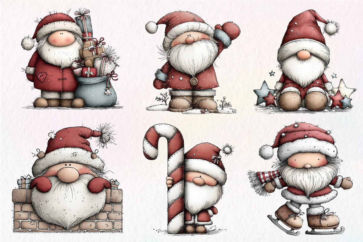 Whimsical Christmas Santa Clipart, an Illustration by Dream Creation (Photo 2 of 7)