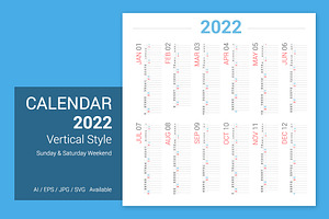 Calendar 2022 Vertical Design