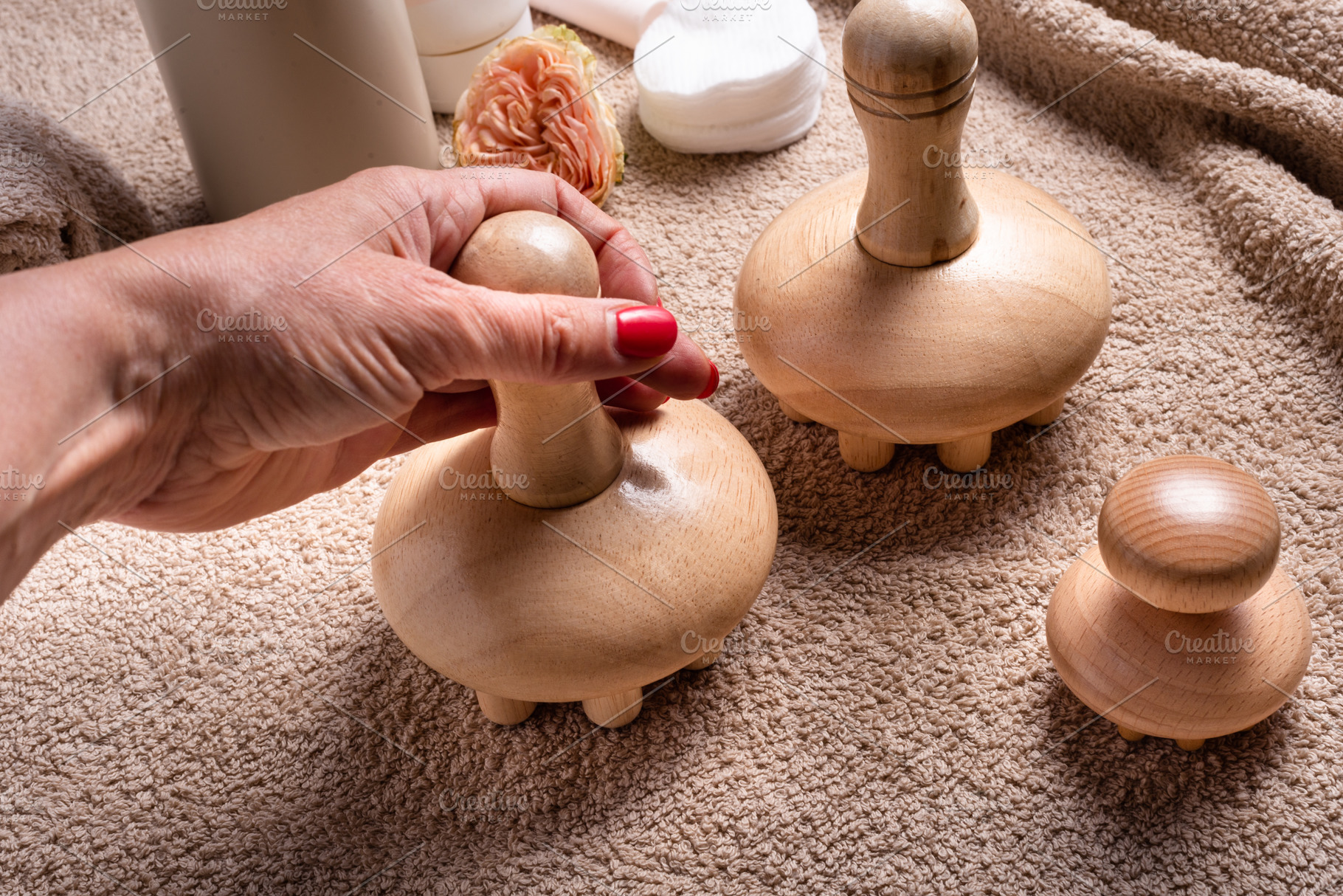 Wood Therapy Massage Tools, Maderoterapia, Manual Mushroom Massa, a Health & Medical Photo by MDBildes