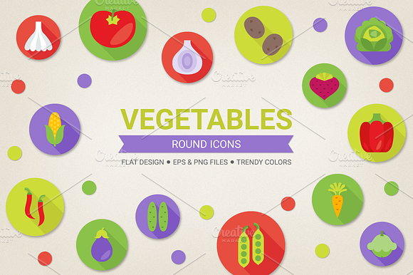 Round Vegetables Icons