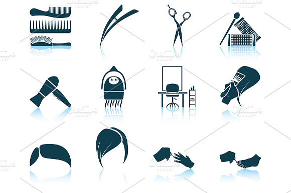 Set Of 12 Hairdresser Icons