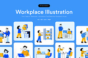 Animated Workplace Illustrations, a Work Illustration by Vectors Market (Thumbnail 1 of 4)