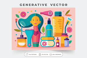 A colorful assortment of hair care p, a Graphic by Iftikhar Alam