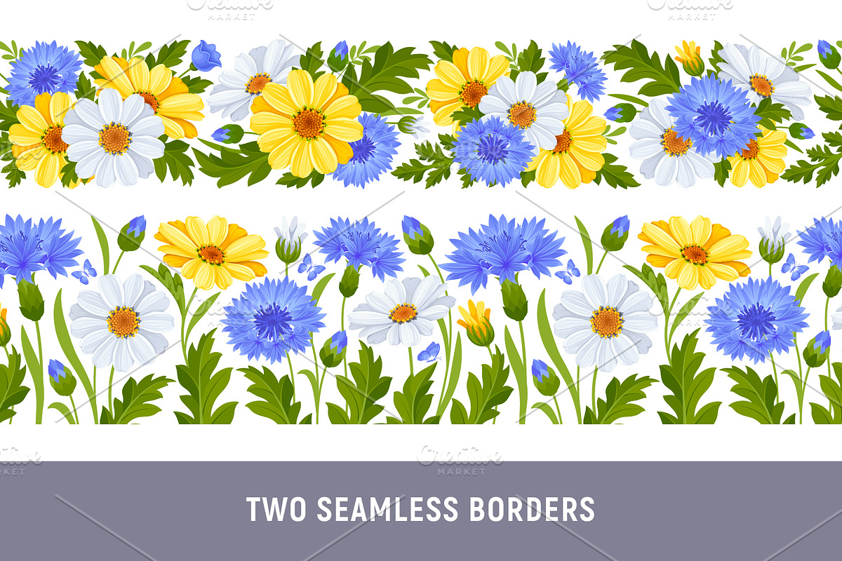 Set With Daisy And Cornflower, a Pattern Graphic by Vector beauty (Photo 3 of 9)