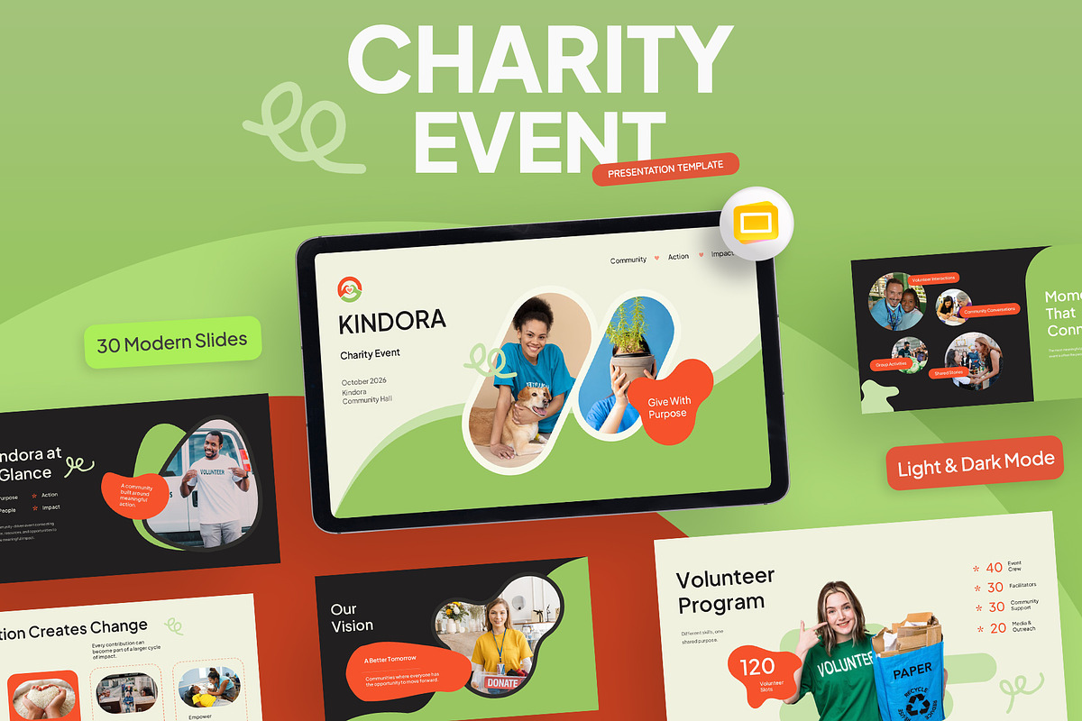 Kindora Charity Event Google Slides, a Presentation Template by New Coral Design (Photo 1 of 10)
