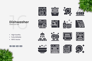 Dishwasher Solid Icons